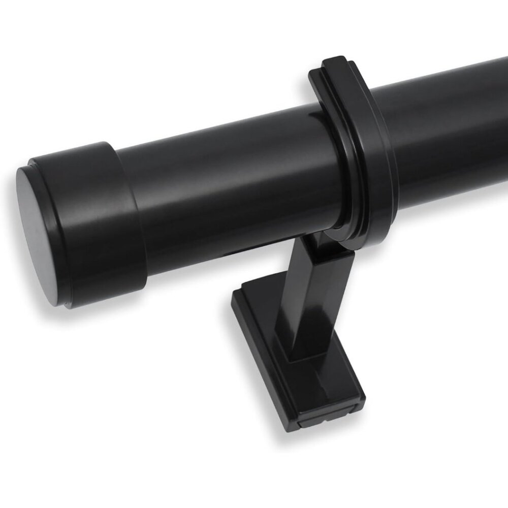 1 1/4" Non-Adjustable Luxury Curtain Rods for Windows, 10 foot, Tuxedo Black